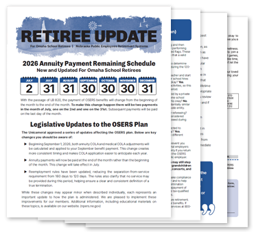 Mid-Year Retiree Update for Omaha School Employees 2026 Thumbnail Image
